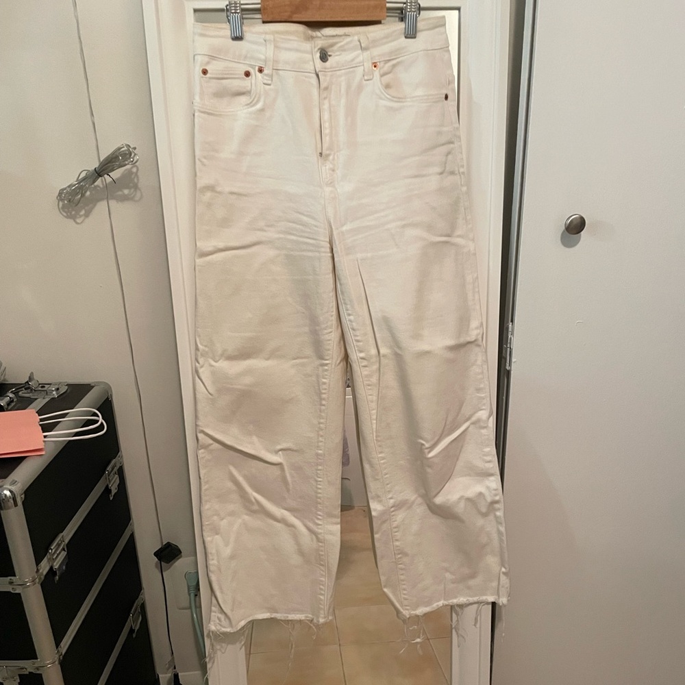ZARA white culotte style jeans, raw hems